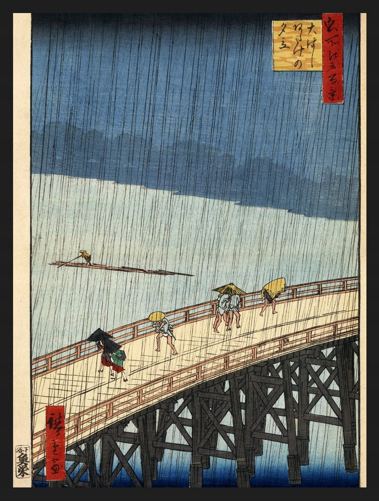 Most Ohashi W Deszczu Hiroshige — Plakat