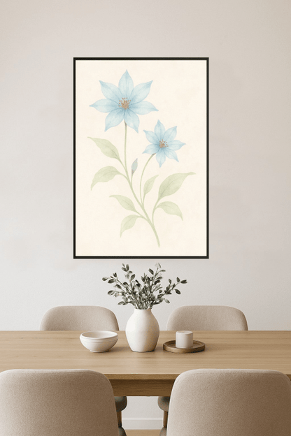 Delikatny Niebieski Kwiat Akwarela - CasaNookDecor