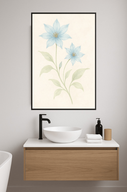 Delikatny Niebieski Kwiat Akwarela - CasaNookDecor