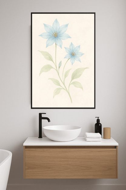 Delikatny Niebieski Kwiat Akwarela - CasaNookDecor