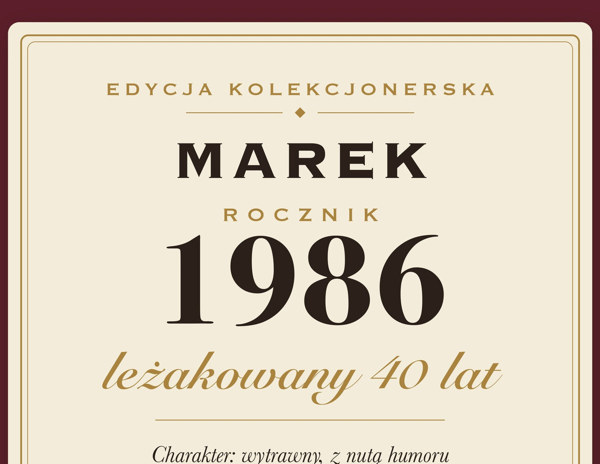 Plakat na 40 urodziny „Etykieta rocznika”, zbliżenie wydruku – plakat na ścianę
