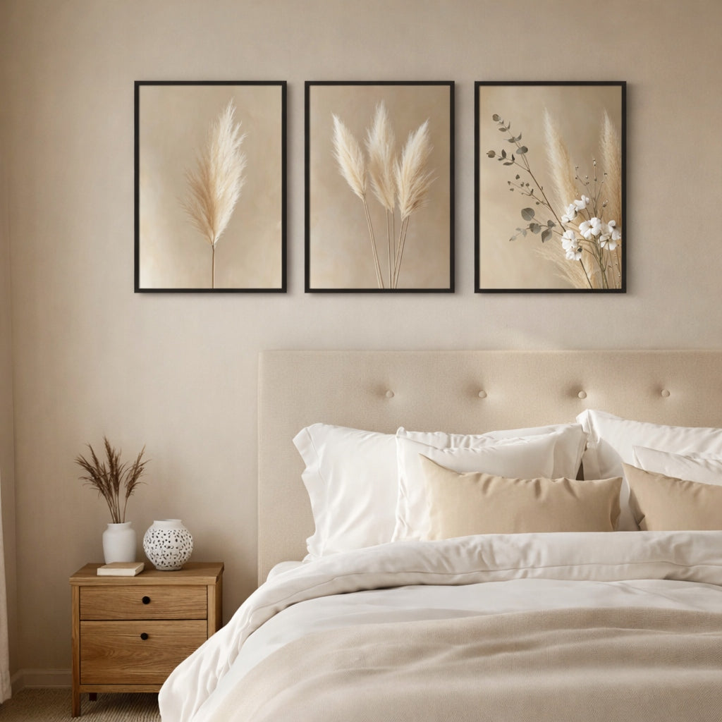Trawy Pampasowe Boho — Zestaw 3 Plakaty