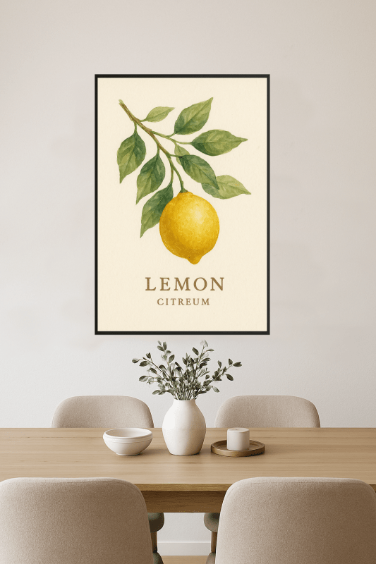 Druk Artystyczny Akwareli Cytryny - CasaNookDecor