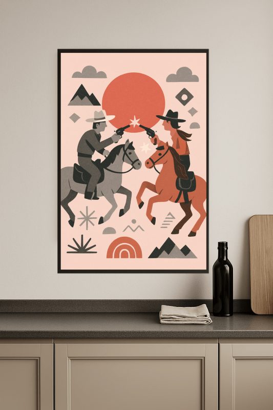 Druk Artystyczny Duelujących Jeźdźców - CasaNookDecor
