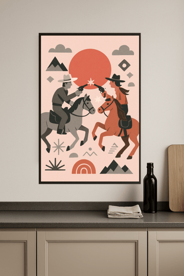 Druk Artystyczny Duelujących Jeźdźców - CasaNookDecor – plakat do druku