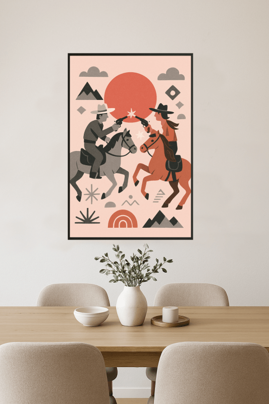 Druk Artystyczny Duelujących Jeźdźców - CasaNookDecor