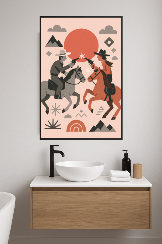Druk Artystyczny Duelujących Jeźdźców - CasaNookDecor