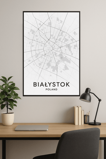 Druk Mapa Białegostoku - CasaNookDecor – plakat do druku