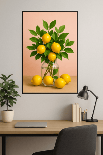 Druk Sztuki Cytryny I Liścia - CasaNookDecor – plakat do druku