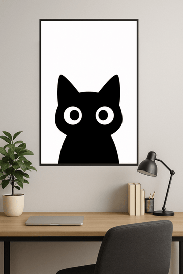 Druk Sztuki Głowy Czarnego Kota - CasaNookDecor