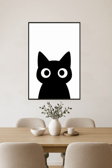 Druk Sztuki Głowy Czarnego Kota - CasaNookDecor