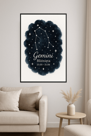 Druk Sztuki Konstelacji Bliźniąt - CasaNookDecor – plakat do druku