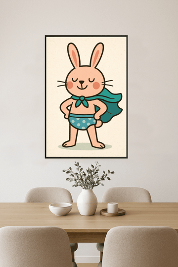 Druk Sztuki Królika Superbohatera - CasaNookDecor – plakat do druku