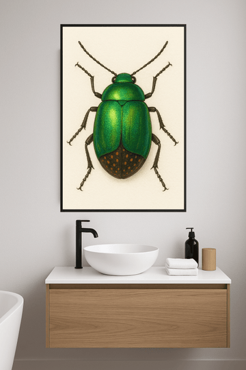 Druk Sztuki z Iridescencyjnym Zielonym Chrząszczem - CasaNookDecor