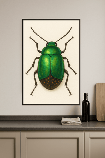 Druk Sztuki z Iridescencyjnym Zielonym Chrząszczem - CasaNookDecor