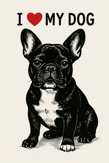 Druk Sztuki Z Miłością Do Buldoga Francuskiego - CasaNookDecor – plakat do druku