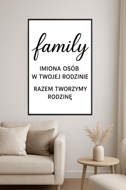 Druk Sztuki z Nazwiskiem Rodzinnym - CasaNookDecor