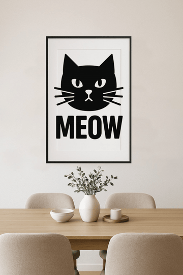 Druk Sztuki z Twarzą Czarnego Kota - CasaNookDecor – plakat do druku