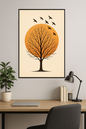 Drzewo Bez Liści I Ptaki - Druk Sztuki - CasaNookDecor – plakat do druku