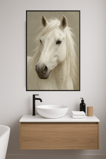 Elegancka Głowa Białego Konia - CasaNookDecor – plakat do druku