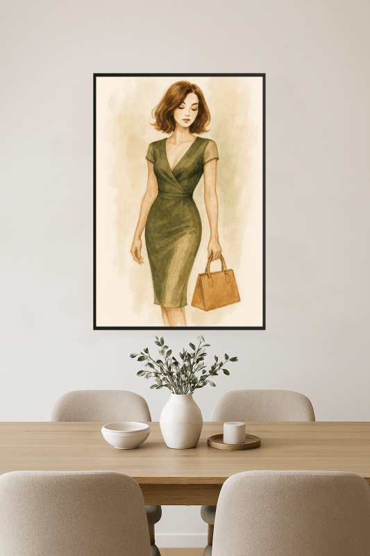 Elegancka Sukienka w Zielonym Oliwkowym Kolorze - CasaNookDecor