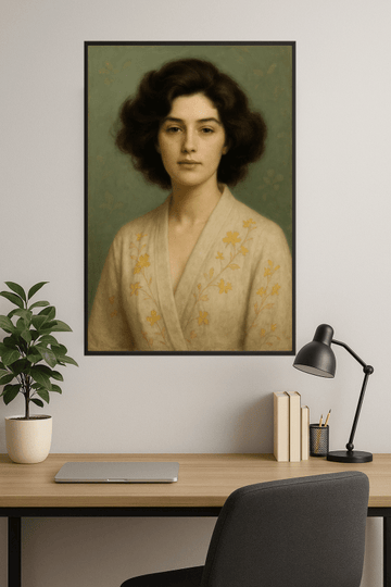 Elegancka Szlafrokowa Portret Kwiatowy - CasaNookDecor – plakat do druku