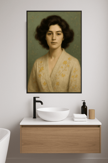 Elegancka Szlafrokowa Portret Kwiatowy - CasaNookDecor – plakat do druku