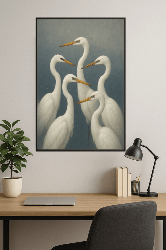 Elegancka Sztuka Białych Czapli - CasaNookDecor