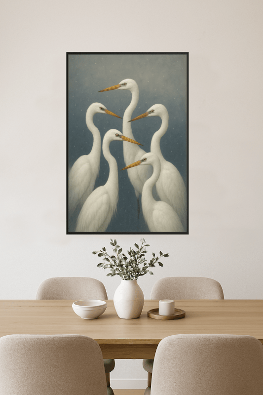 Elegancka Sztuka Białych Czapli - CasaNookDecor