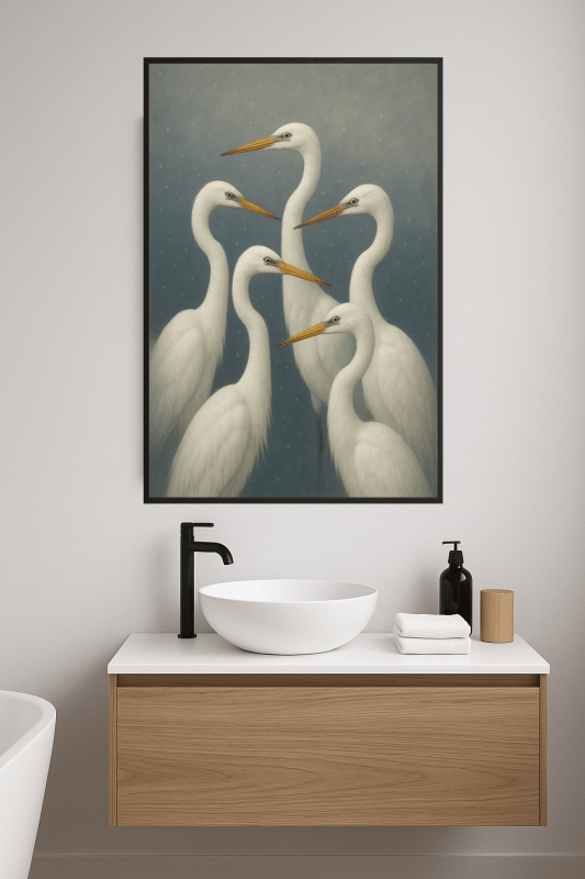 Elegancka Sztuka Białych Czapli - CasaNookDecor