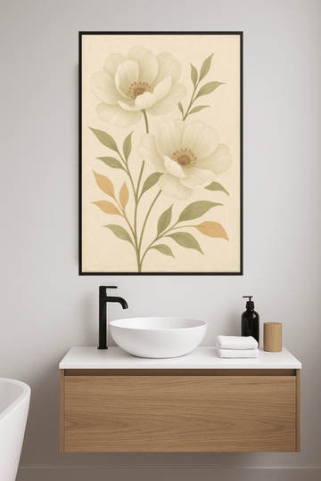 Elegancka Sztuka Białych Kwiatów - CasaNookDecor – plakat do druku