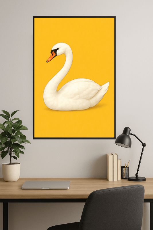 Elegancki Druk Sztuki Białego Łabędzia - CasaNookDecor