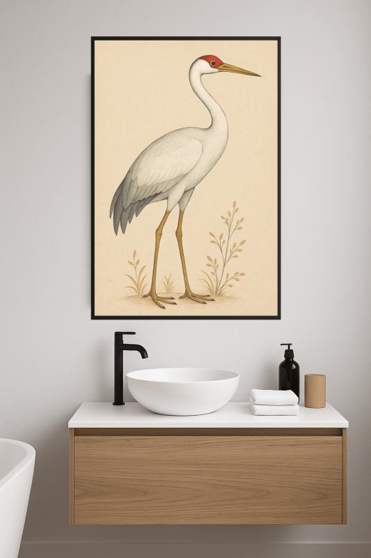 Elegancki Druk Sztuki z Żurawiem - CasaNookDecor