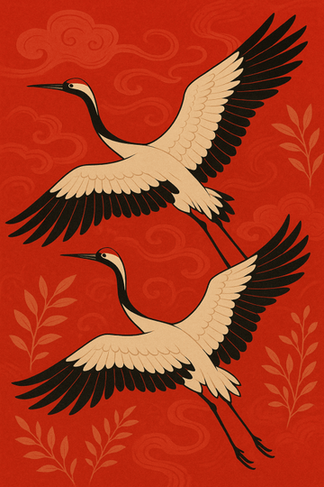 Elegancki Druk Sztuki z Żurawiem - CasaNookDecor – plakat do druku