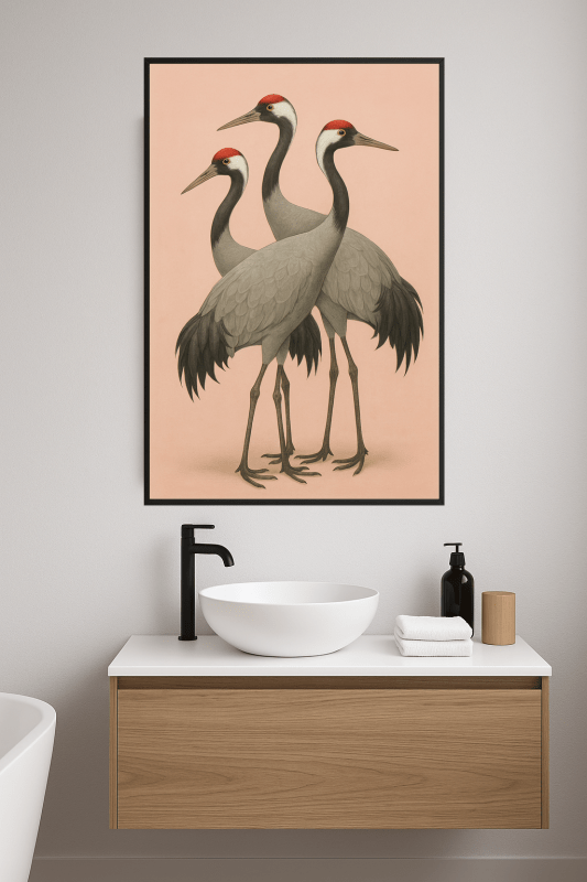 Elegancki Druk Sztuki z Żurawiem - CasaNookDecor