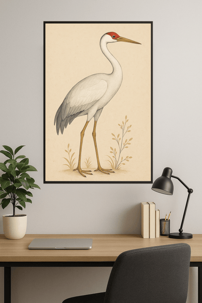 Elegancki Druk Sztuki z Żurawiem - CasaNookDecor