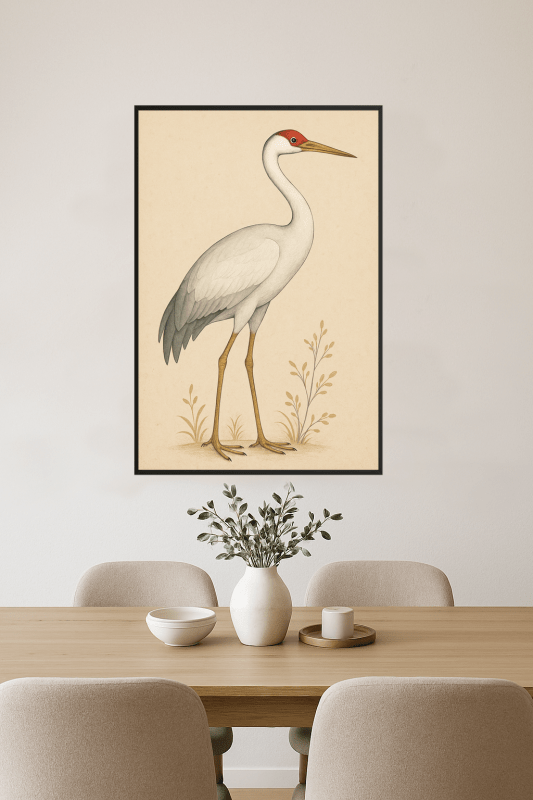 Elegancki Druk Sztuki z Żurawiem - CasaNookDecor