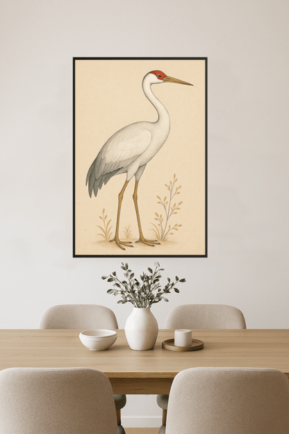 Elegancki Druk Sztuki z Żurawiem - CasaNookDecor