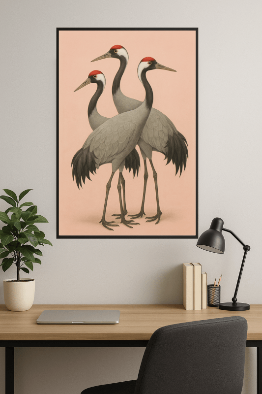 Elegancki Druk Sztuki z Żurawiem - CasaNookDecor