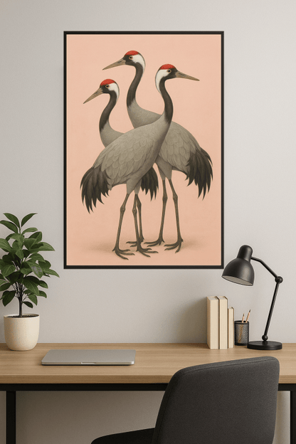 Elegancki Druk Sztuki z Żurawiem - CasaNookDecor