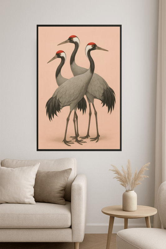 Elegancki Druk Sztuki z Żurawiem - CasaNookDecor