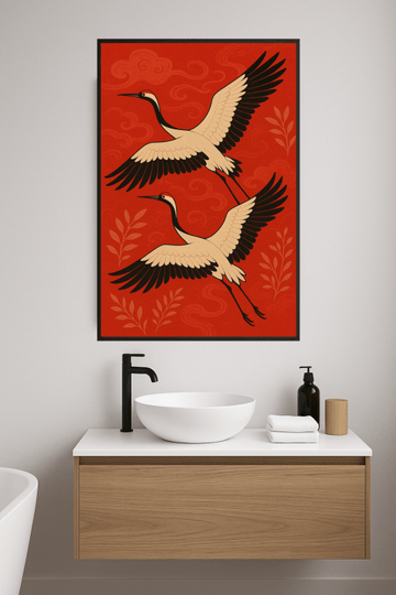 Elegancki Druk Sztuki z Żurawiem - CasaNookDecor – plakat do druku