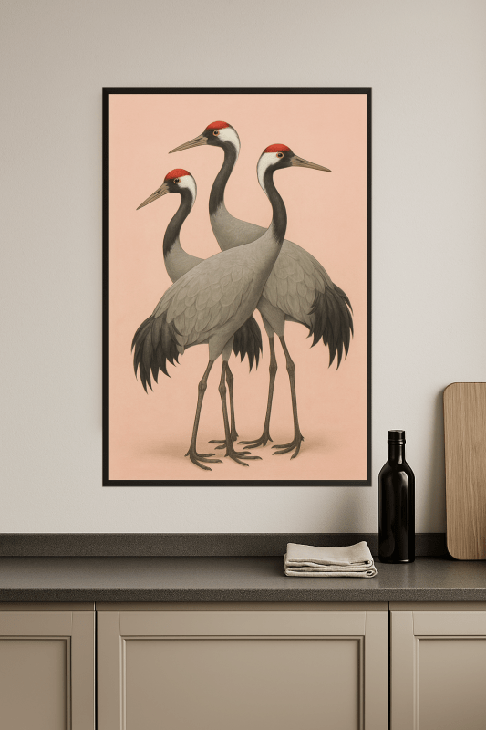 Elegancki Druk Sztuki z Żurawiem - CasaNookDecor