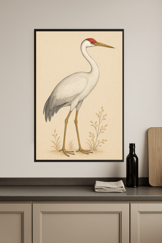 Elegancki Druk Sztuki z Żurawiem - CasaNookDecor