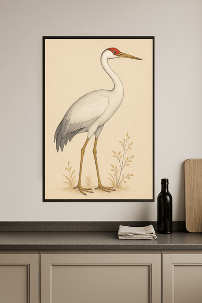 Elegancki Druk Sztuki z Żurawiem - CasaNookDecor