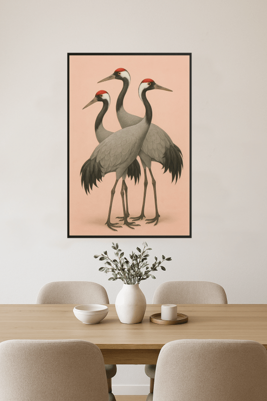 Elegancki Druk Sztuki z Żurawiem - CasaNookDecor