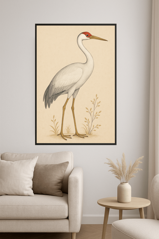 Elegancki Druk Sztuki z Żurawiem - CasaNookDecor