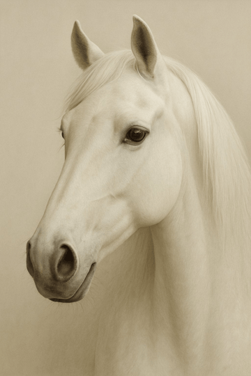 Elegancki Portret Białego Konia - CasaNookDecor