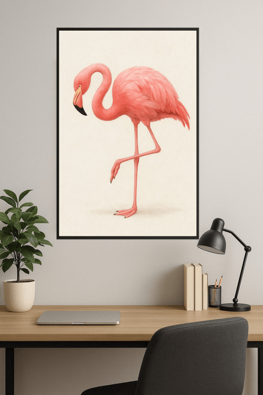 Elegancki Różowy Flamingo - Druk Sztuki - CasaNookDecor