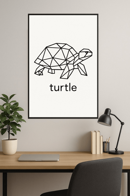 Geometriczna Grafika Żółwia - CasaNookDecor